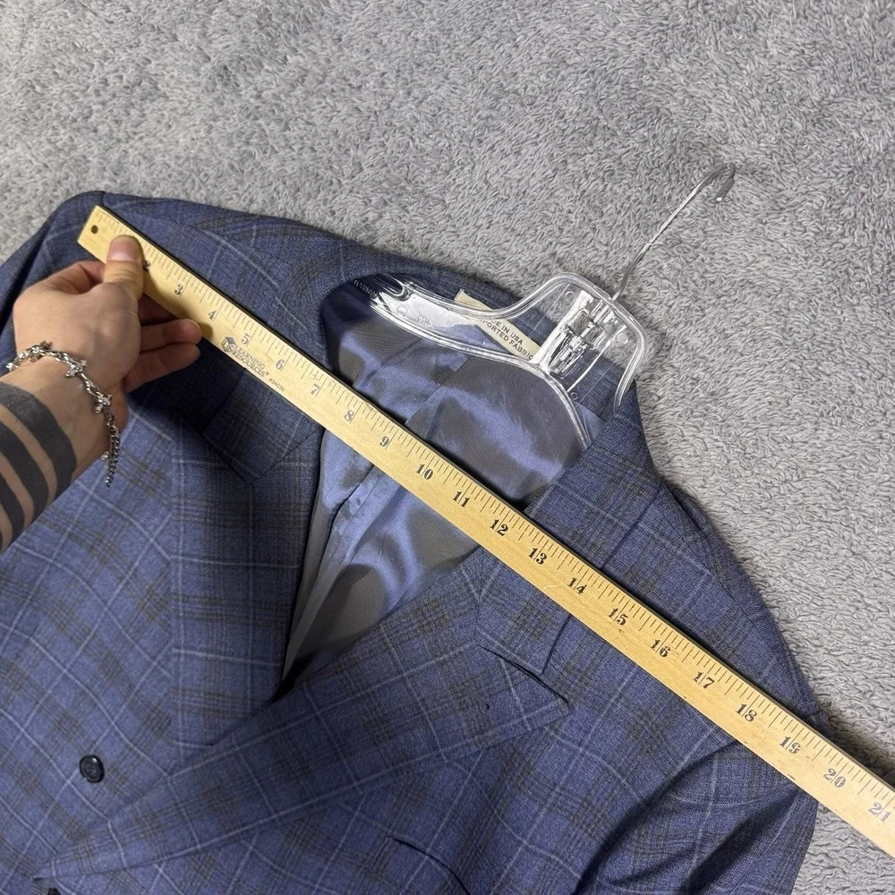 Joseph Abboud Suit Men 48 Lanificio di Pray Double Breasted Peak Windowpane
